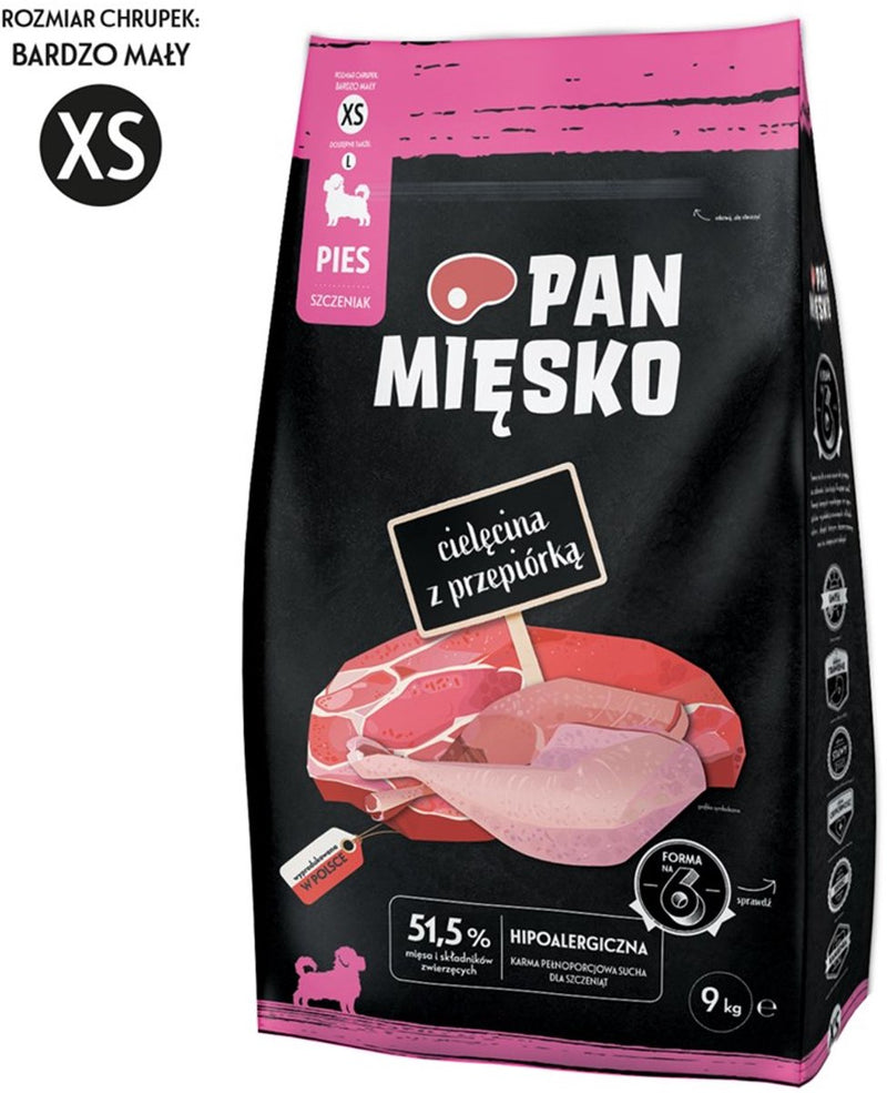 Pan mięsko - alimento seco para perros - ternero de codorniz - para cachorros xs - alto contenido en proteínas - digestión de crecimiento saludable