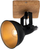 Briloner wood style - wall lamp - spot rotatable - e14 - material: wood and metal - color: black and gold