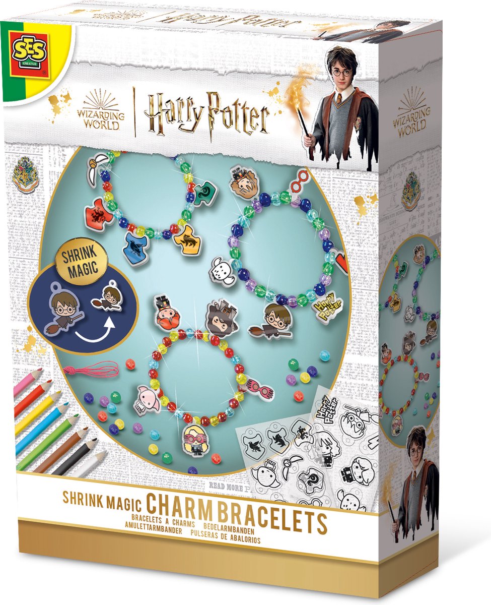 Ses creative - Harry Potter - set di braccialetti magici - crea i tuoi gioielli - crea braccialetti - mix di perline, pellicola termoretraibile e matite