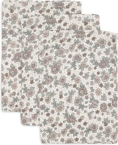 Jollein - Salvietta idrofila 15x20 cm - Salvietta per bambini - Fiori retrò - 3 pezzi