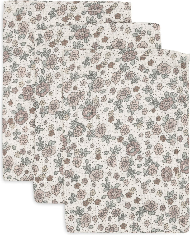 Jollein - Salvietta idrofila 15x20 cm - Salvietta per bambini - Fiori retrò - 3 pezzi