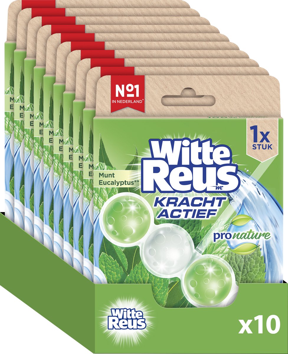 Blocco WC gigante bianco pro nature menta eucalipto 50 g - blocchi WC - confezione risparmio - 10 pezzi