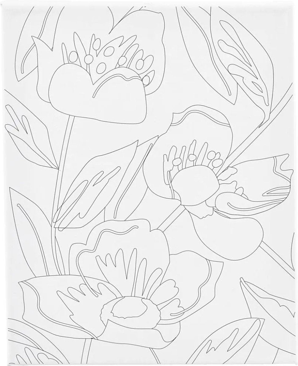 Creativ company lienzo para pintar con estampado, amapolas, dia: 1,6 cm, medidas 24x30 cm, 360 gr, 1 unidad