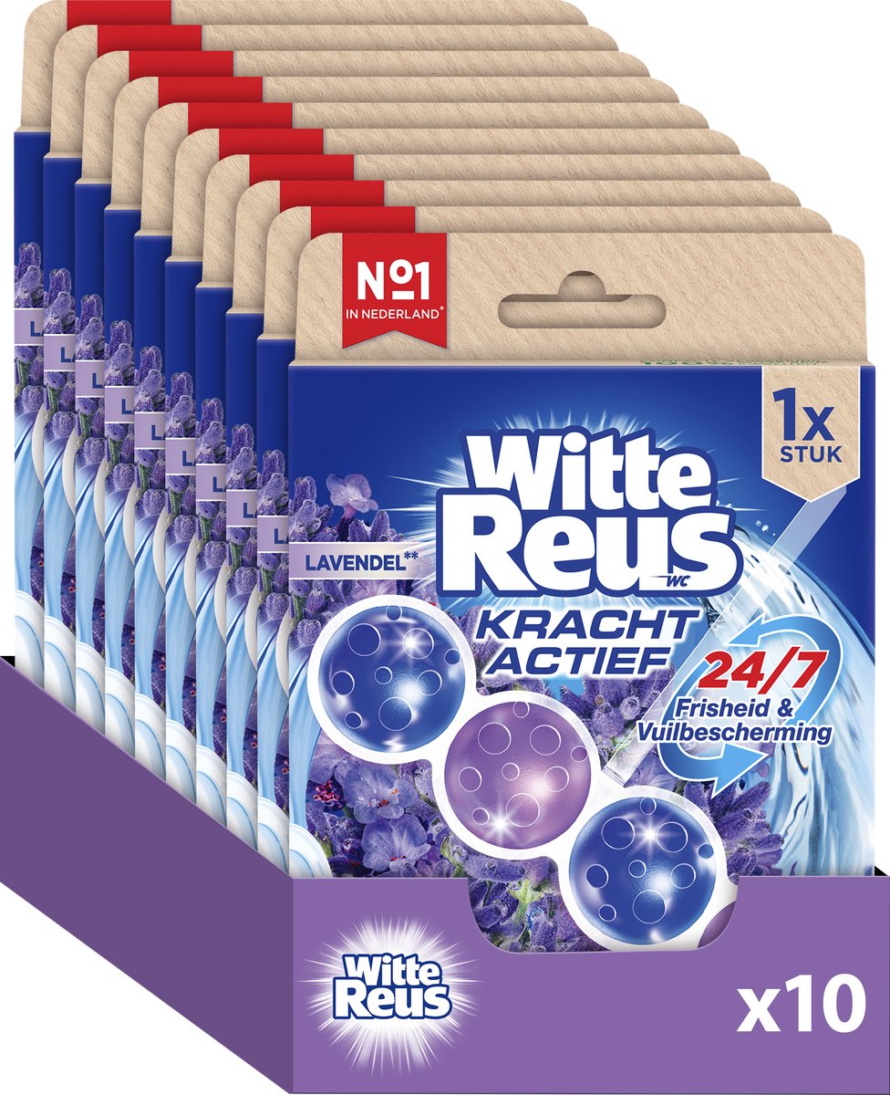 Blocco WC bianco gigante Power Active Lavanda 50 g - blocchi WC - confezione risparmio - 10 pezzi