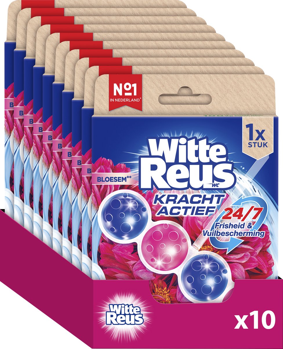 Blocco WC gigante bianco Power Active Blossom 50 g - blocchi WC - confezione risparmio - 10 pezzi