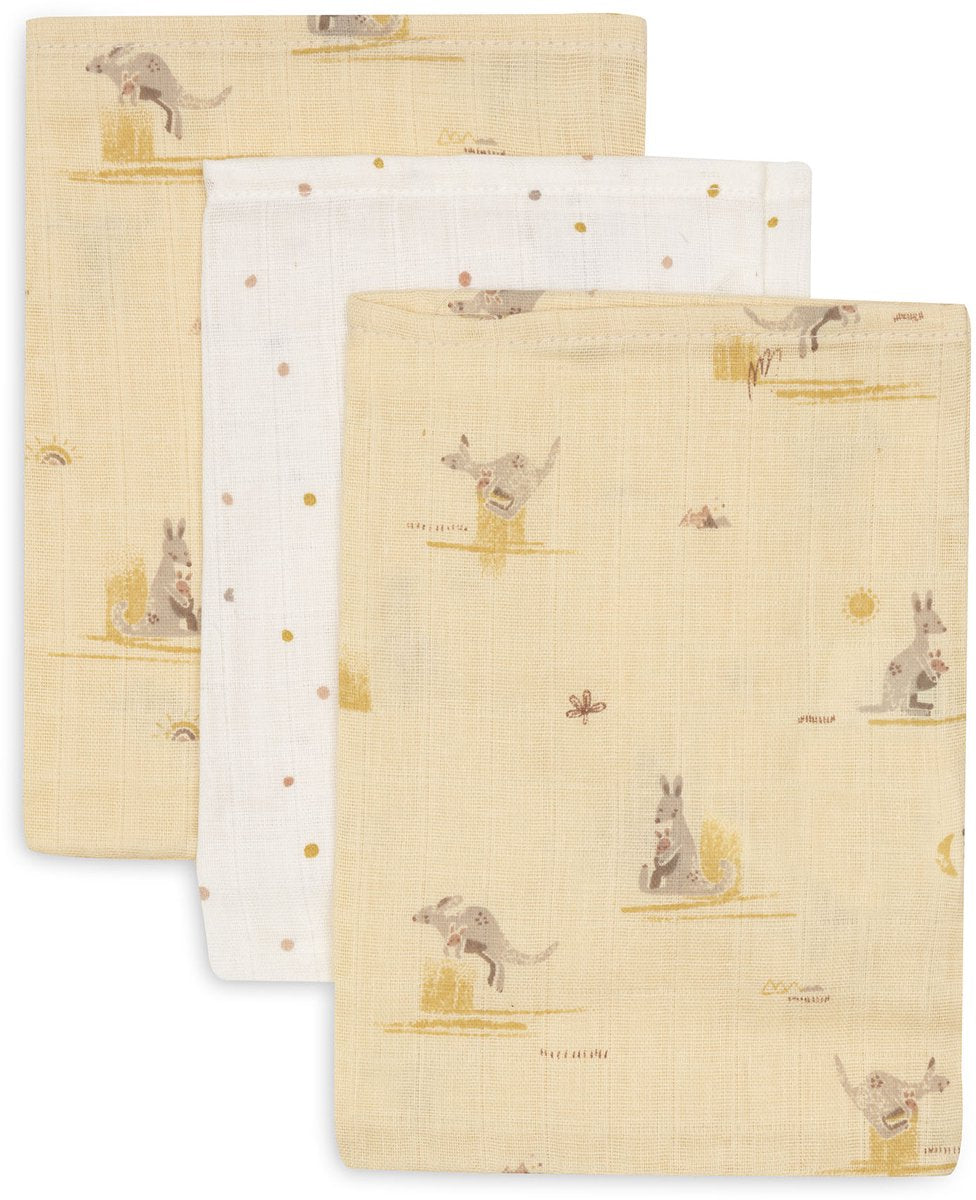 Jollein panno idrofilo per la bocca - 15x20 cm - kangaroots - 3 pezzi