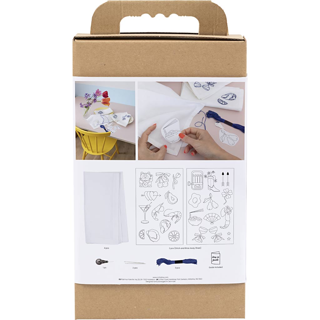 Creativ company hobby set bordado, servilletas, blanquecino, 1 caja