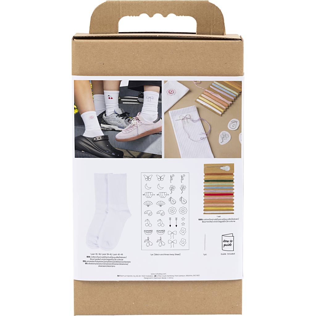 Set hobby Creative Company ricamo, calzini, bianco, 1 scatola