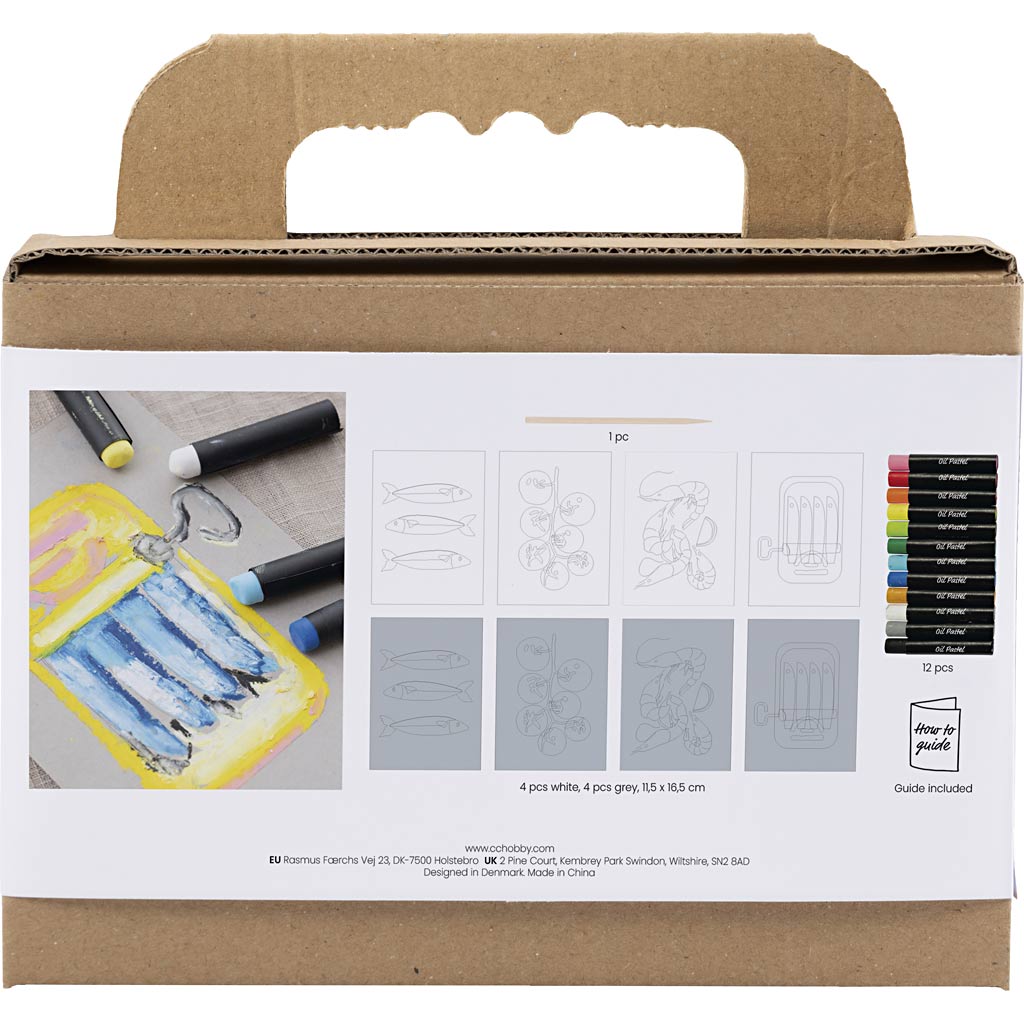 Mini set hobby Creativ Company pastelli a olio, grigio, bianco, 1 scatola