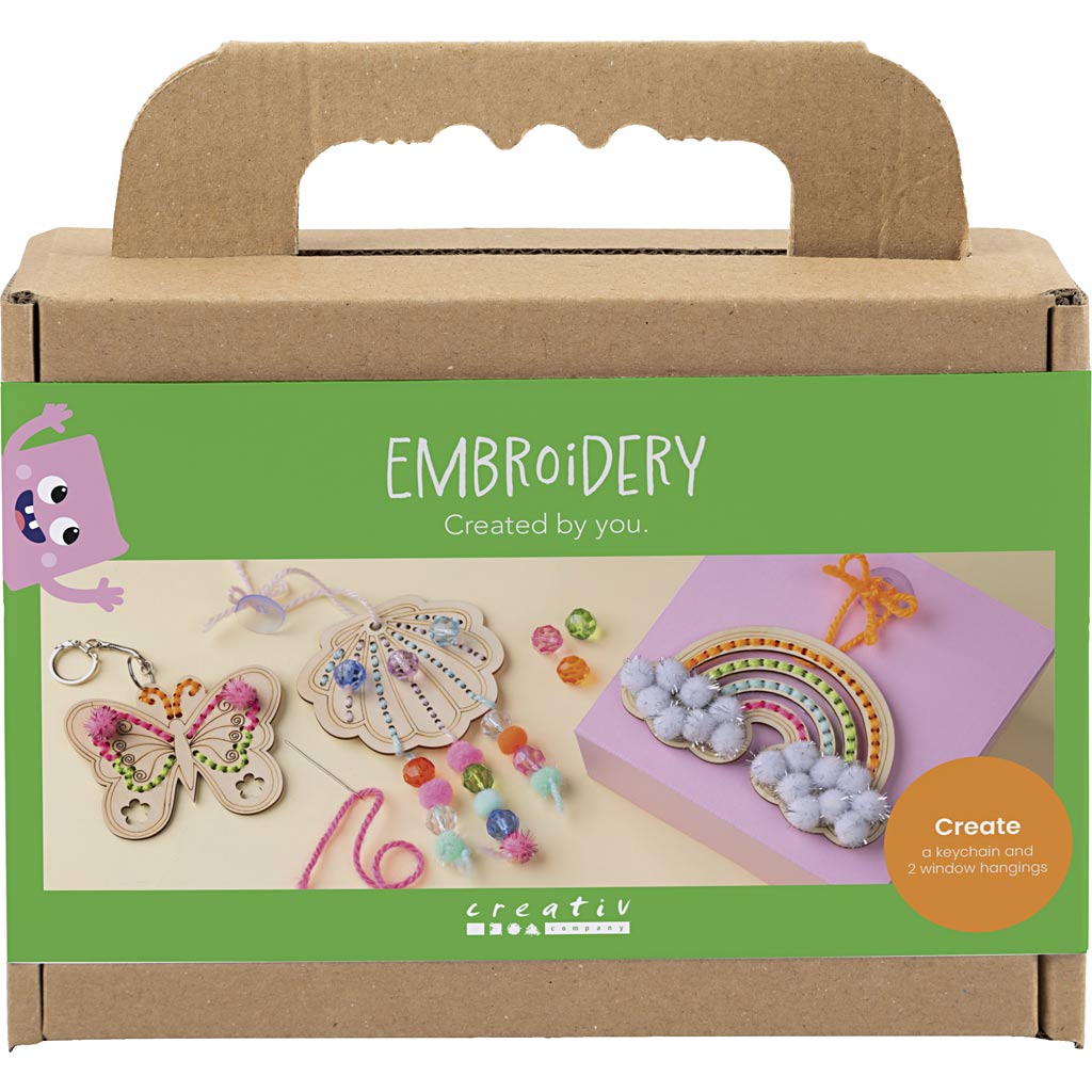 Mini set hobby Creative Company ricamo, farfalla, conchiglia, arcobaleno, vari colori, 1 scatola