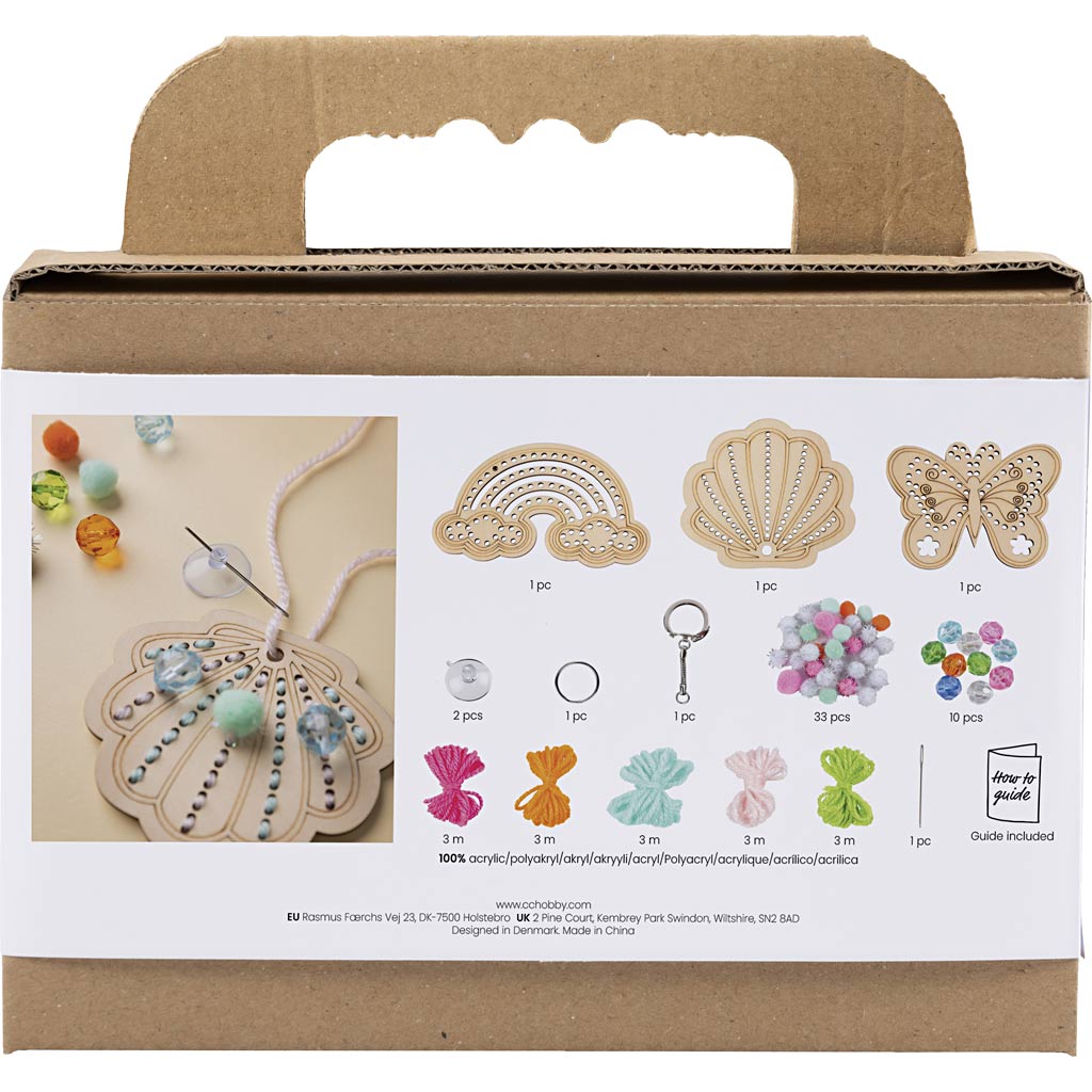 Mini set hobby Creative Company ricamo, farfalla, conchiglia, arcobaleno, vari colori, 1 scatola