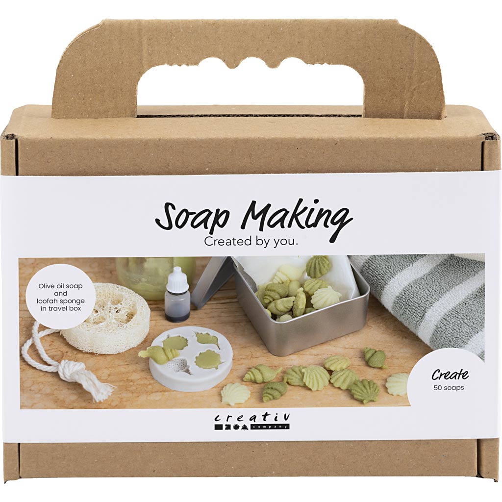 Mini set hobby per la produzione di sapone Creative Company, conchiglie, verde oliva, 1 scatola
