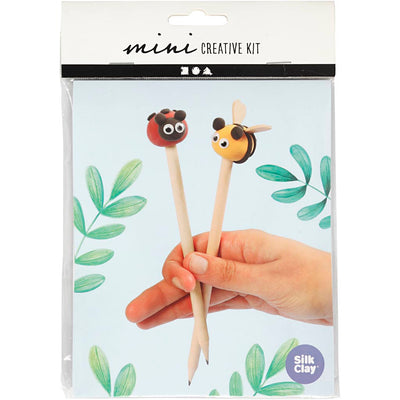 Mini kit creativo de arcilla de seda, adornos para lápices, 1 caja