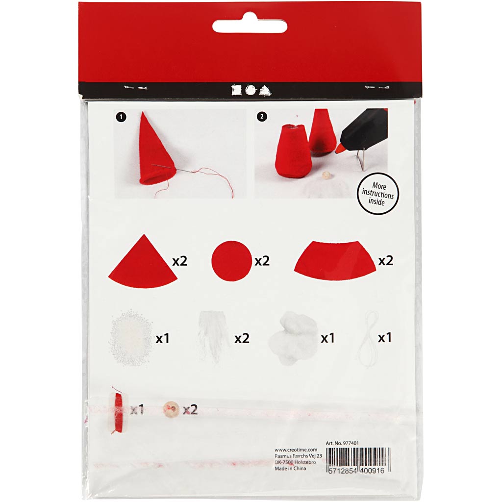 Creativ company creative mini kit, Christmas gnome, h: 12 cm, red, 1 box
