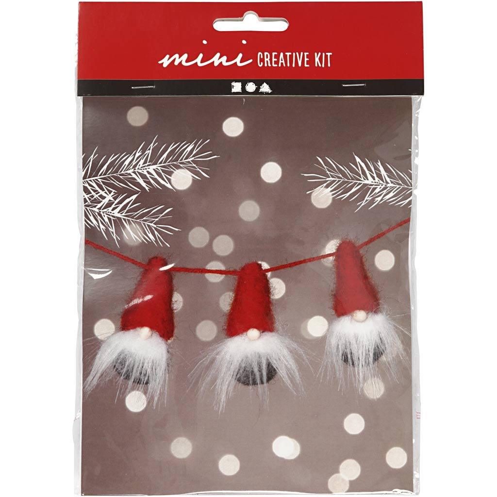 Creativ company mini kit creativo, gnomo navideño con cuerda, altura: 6 cm, 1 caja