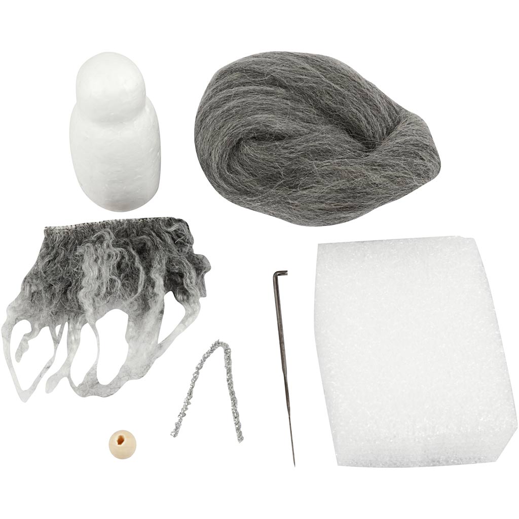 Creativ company mini set de hobby, gnomo navideño, h: 13 cm, mezcla de grises, 1 caja