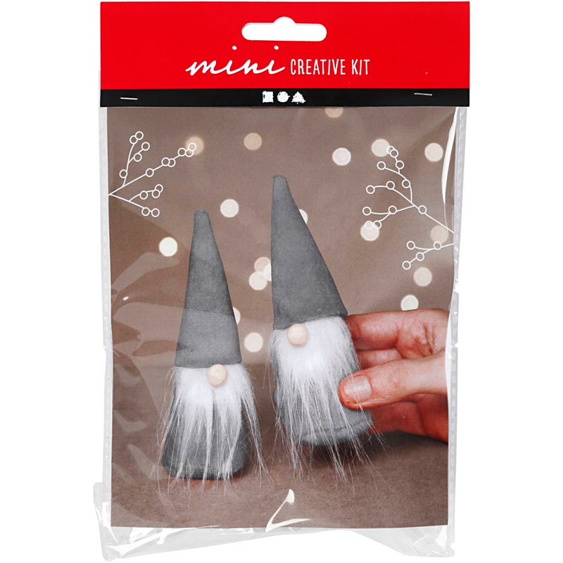 Creativ company mini kit creativo, gnomos navideños escandinavos, h: 12 cm, gris, 1 caja