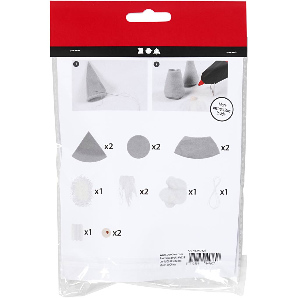 Creativ company mini kit creativo, gnomos navideños escandinavos, h: 12 cm, gris, 1 caja