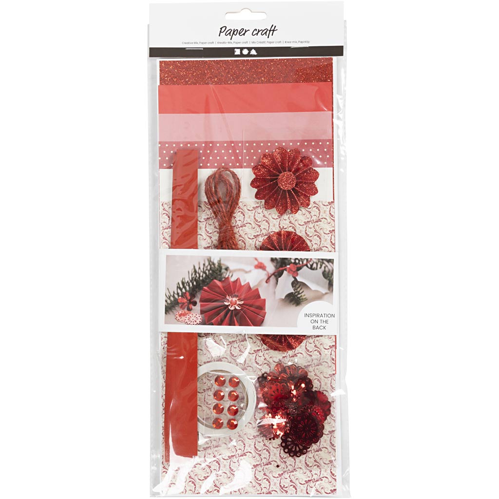 Creativ company creative mix, corte de papel, rojo, crema, 1 caja