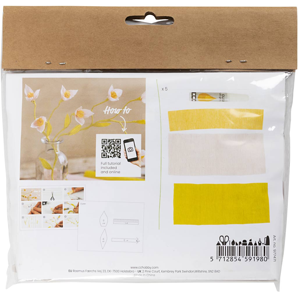 Mini set hobby della Creativ Company carta crespa, ramo di ciliegio, rapporto crespo: 180%, 1 scatola