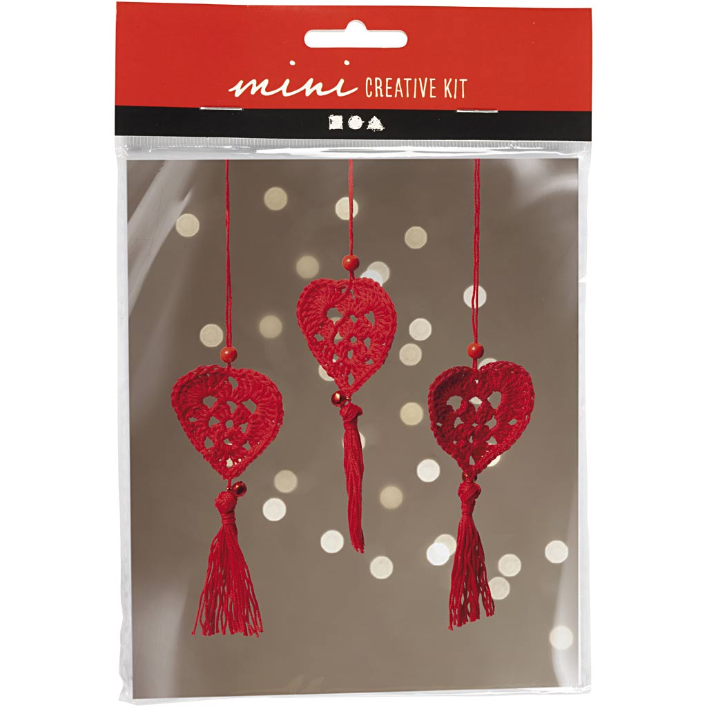 Creativ company mini hobby set crochet, corazones, 1 caja