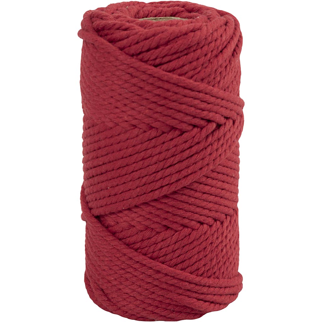 Creativ company macramé koord, l: 55 m, d 4 mm, rood, 330 gr 1 rol
