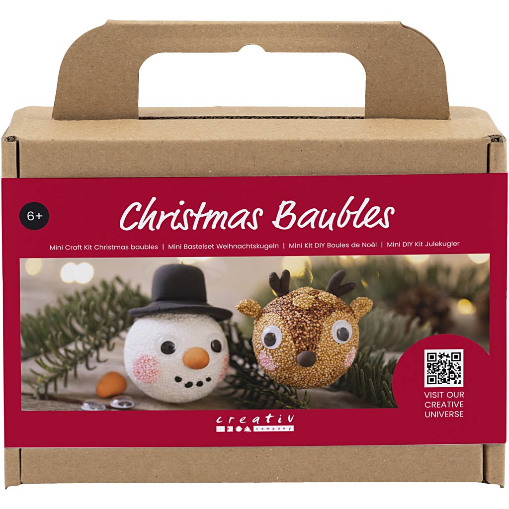Creativ Company Mini Hobby Set Bolas de Navidad, Reno y Muñeco de Nieve, 1 Caja