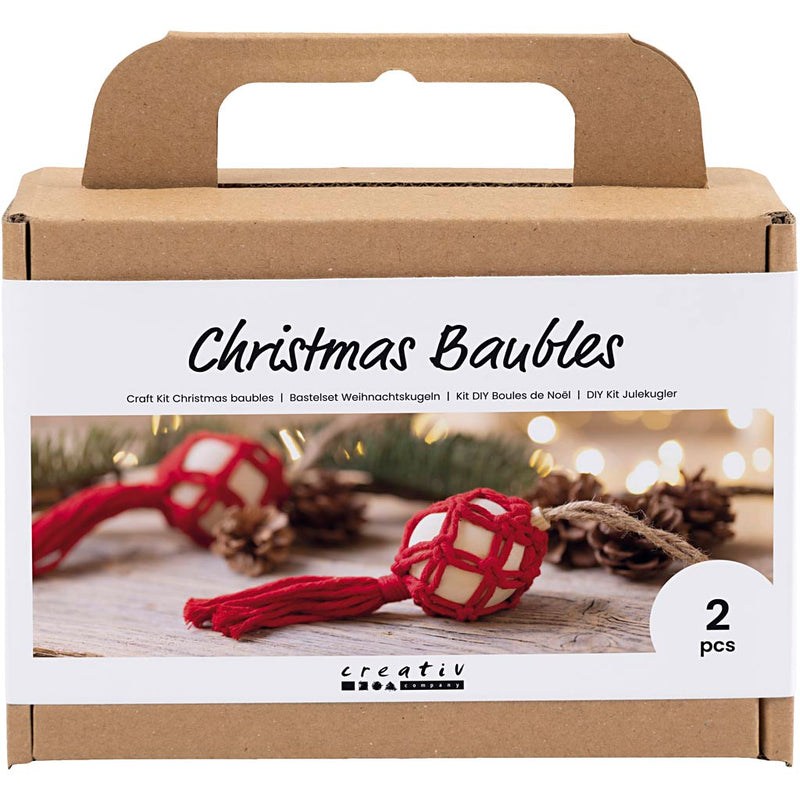 Creativ company hobby set bolas navideñas, macramé, rojo navideño, 1 caja