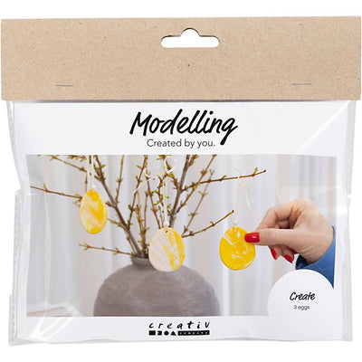Creativ company mini set de hobby para esculpir, huevo, amarillo claro, colores pastel, 1 caja
