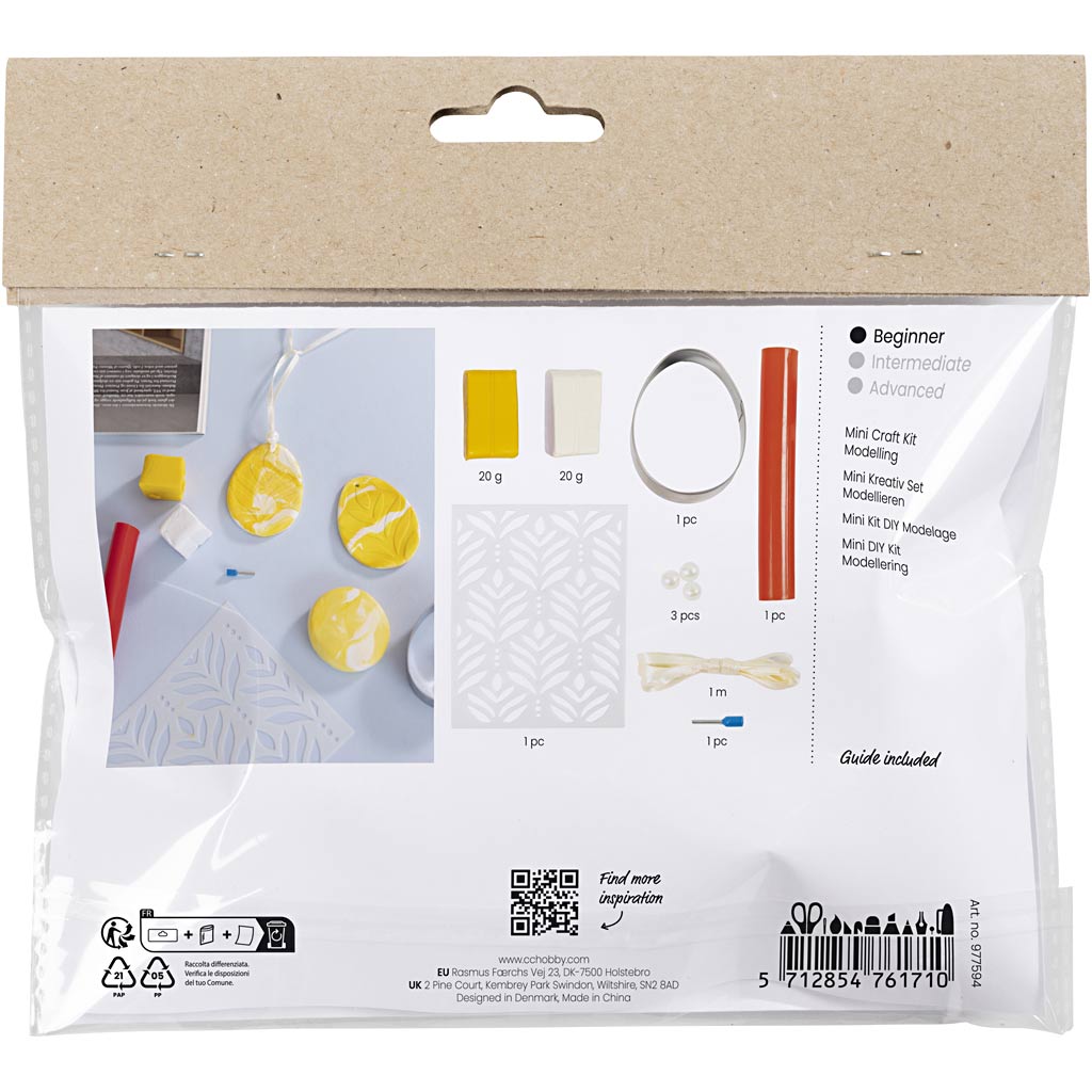 Creativ company mini set de hobby para esculpir, huevo, amarillo claro, colores pastel, 1 caja