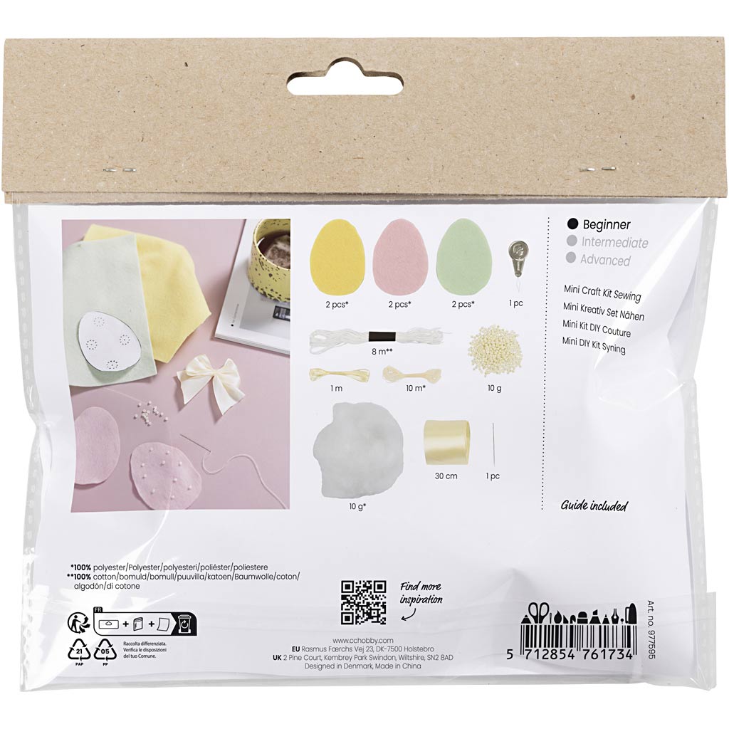 Mini set hobby per cucito Creative Company, uova di Pasqua, colori pastello, 1 scatola