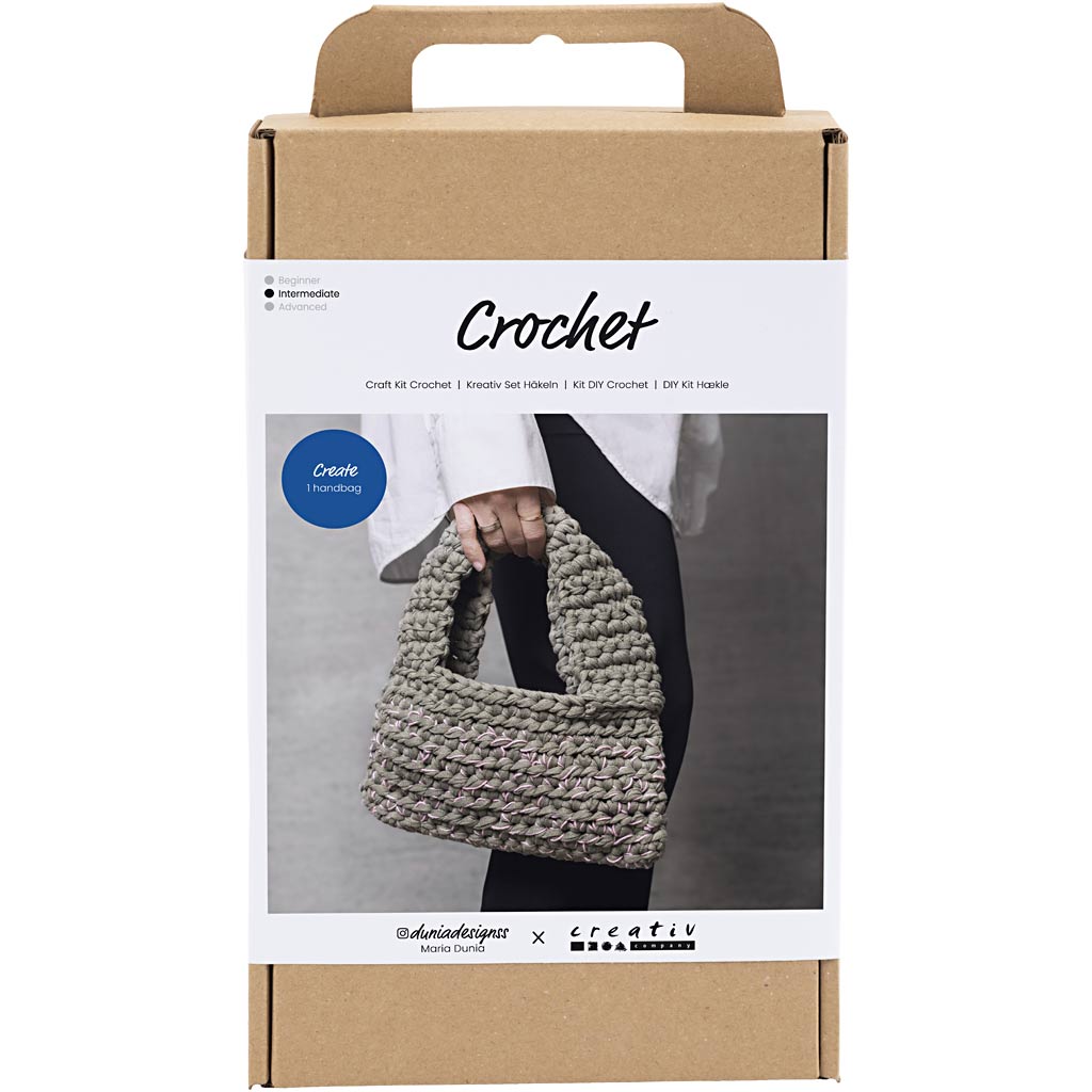 Creativ company crochet hobby set, bolsa resistente, verde oliva, 1 caja