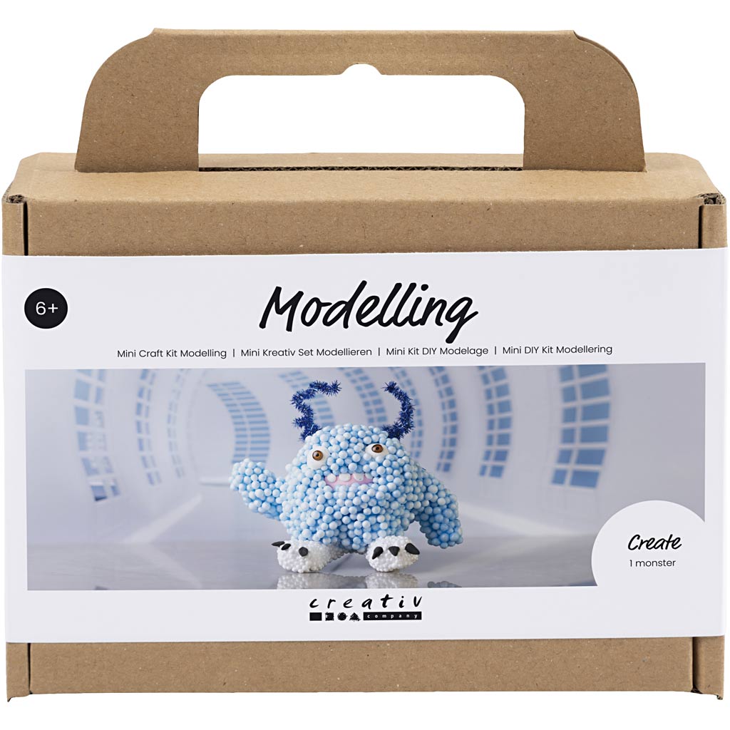 Creativ company mini set de hobby para esculpir, monster bobby, azul claro, 1 caja