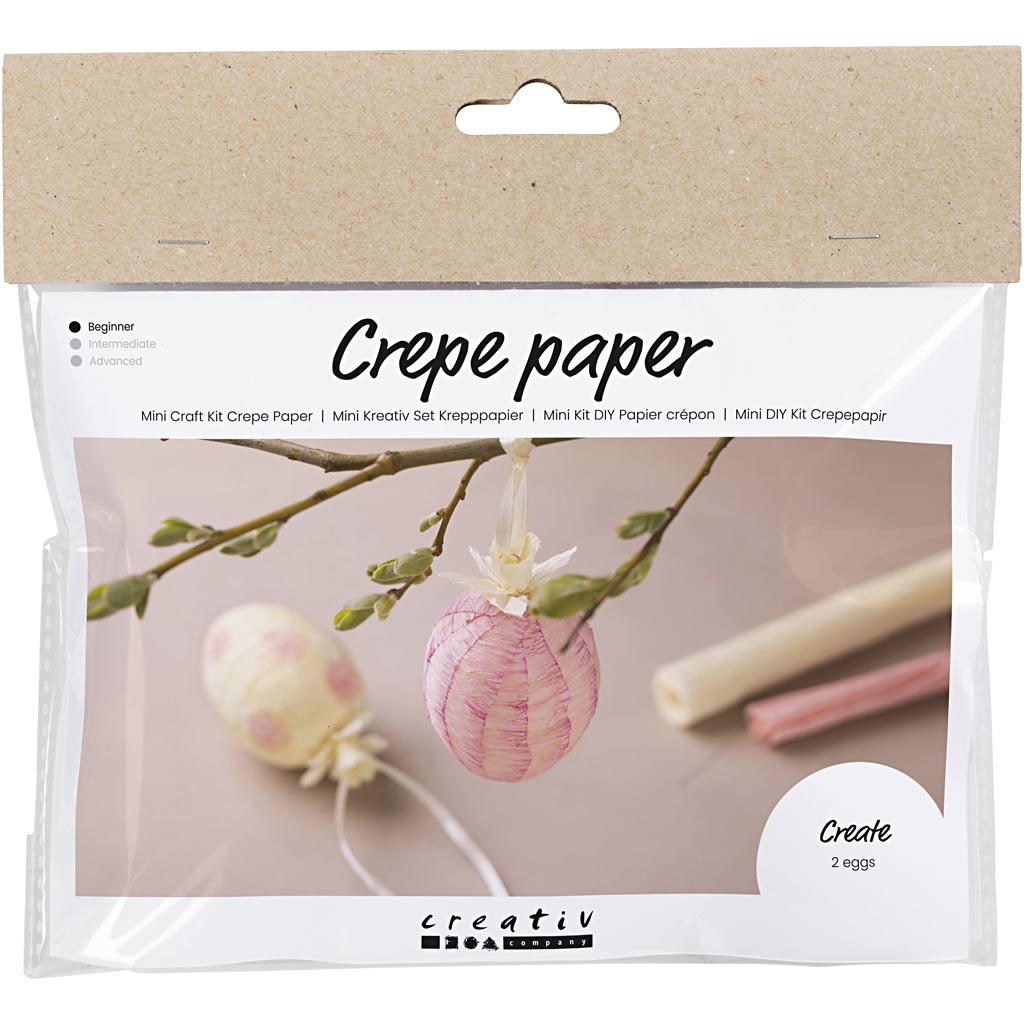 Mini set hobby della Creativ Company carta crespa, uova, rosa chiaro, giallo chiaro, 1 scatola