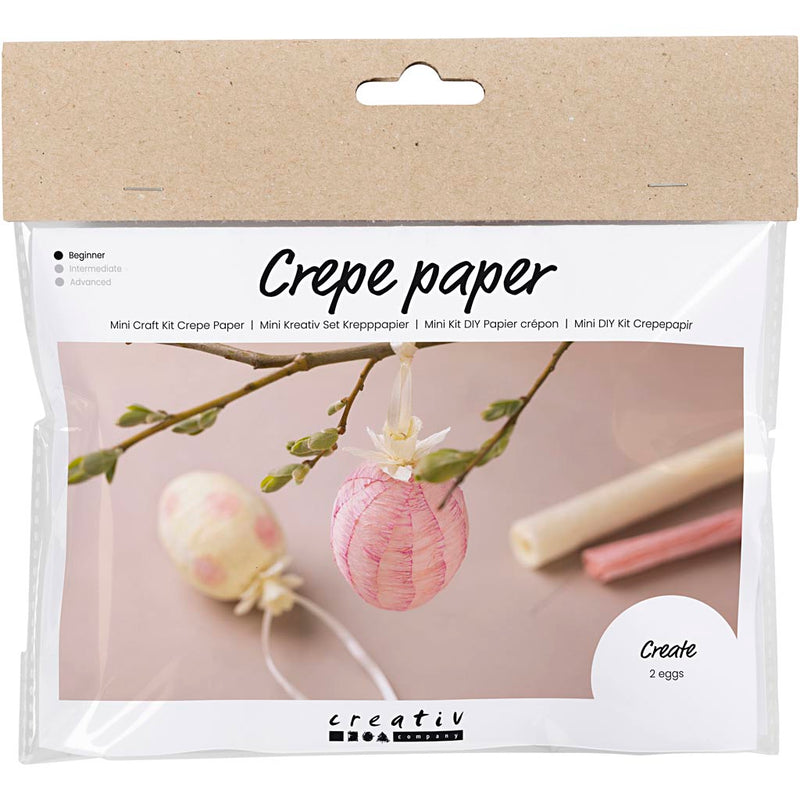 Mini set hobby della Creativ Company carta crespa, uova, rosa chiaro, giallo chiaro, 1 scatola