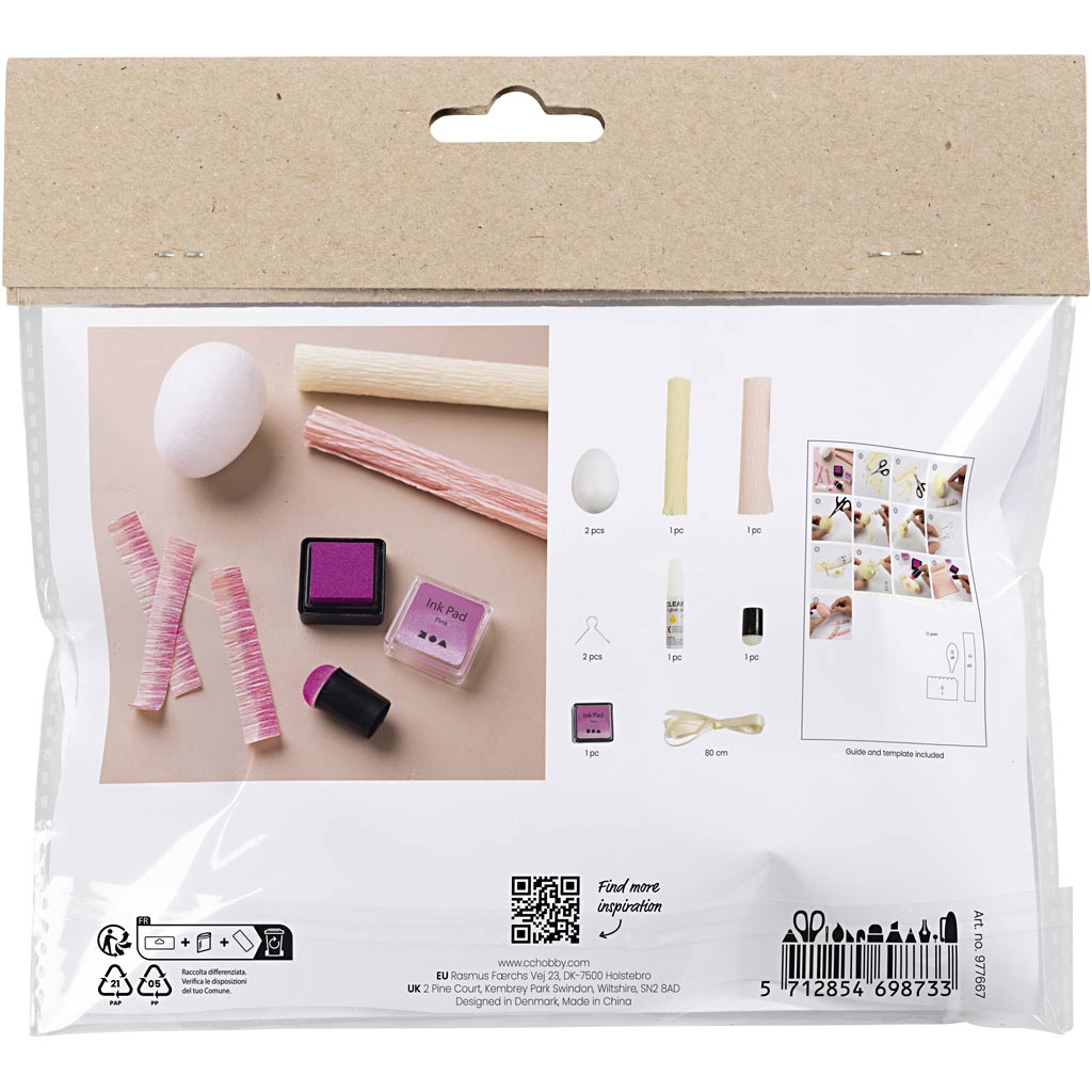 Mini set hobby della Creativ Company carta crespa, uova, rosa chiaro, giallo chiaro, 1 scatola