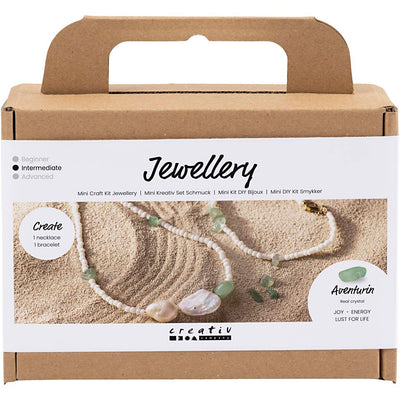 Creativ company mini hobby set de joyería, collar y pulsera de aventurina, 1 caja