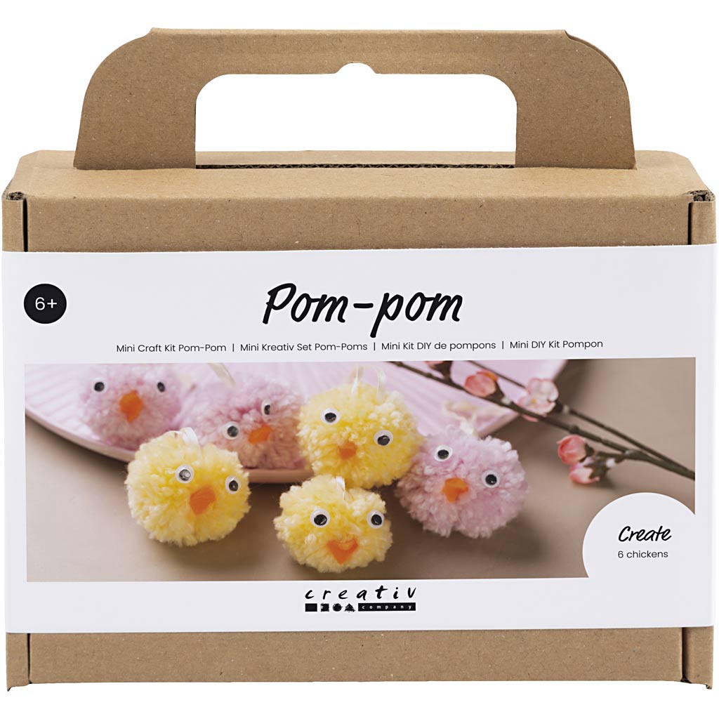 Creativ company mini hobbyset pompom schattige paaskuikens
