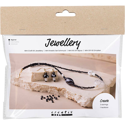 Creativ company mini set de joyería para hobby, collar genial, armonía negra, 1 caja