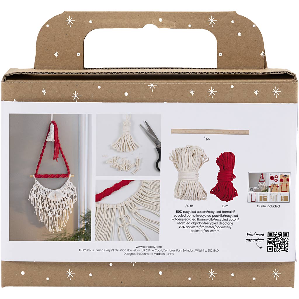 Creativ company mini hobby set macramé, Santa Claus, Christmas red, off-white, 1 box