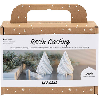 Creativ Company mini set hobby in resina colata, alberi di Natale, bianco, 1 scatola