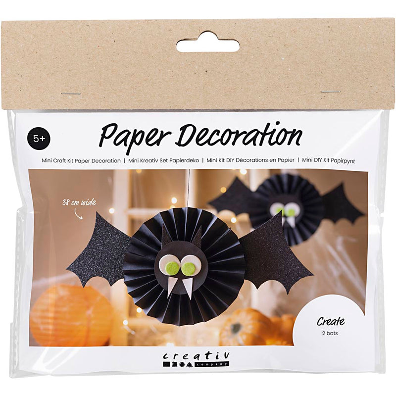Creativ Company mini set hobby decorazioni di carta, pipistrelli, nero, bianco, 1 scatola