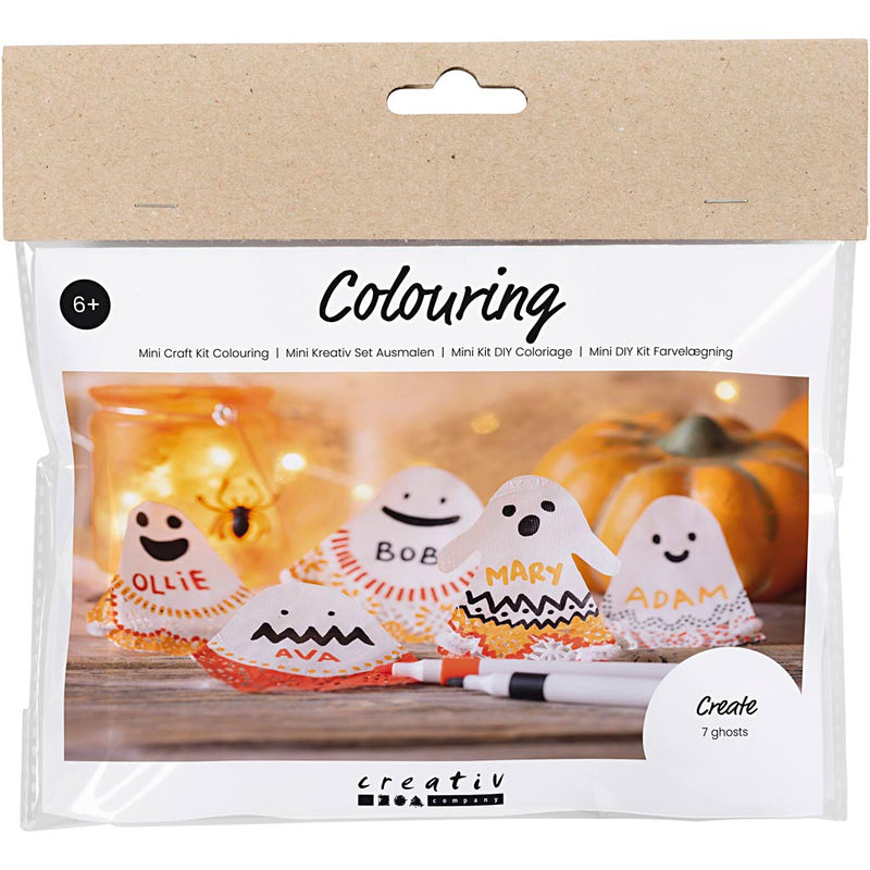 Mini set hobby Creative Company da colorare, fantasmi, nero, arancione chiaro, arancione medio, bianco, 1 scatola