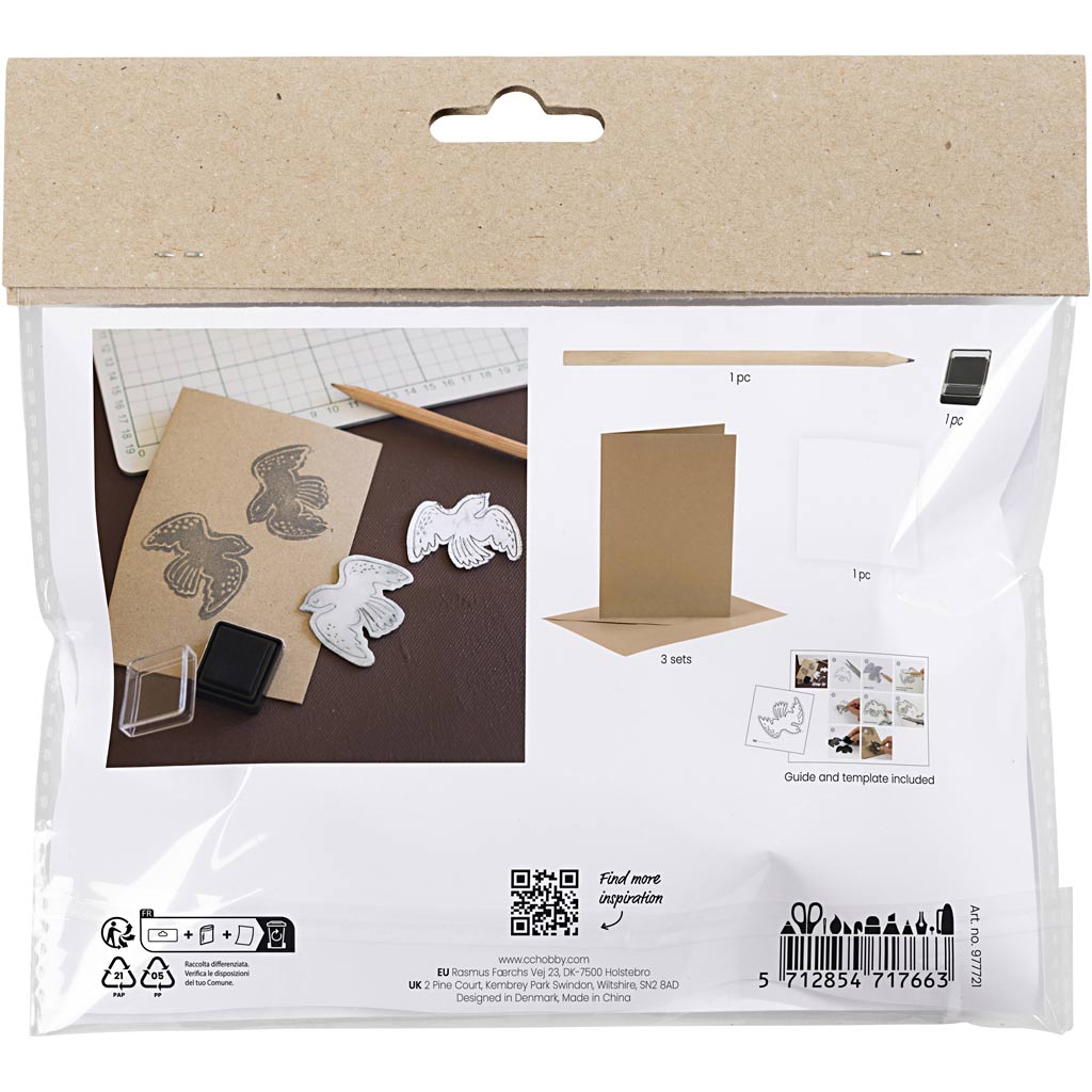 Mini set hobby Creativ Company con stampa in schiuma, cartoncino con piccioni, beige, 1 scatola