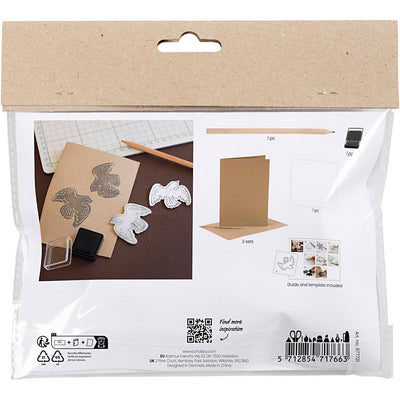 Creativ company mini set de hobby con estampado de espuma, tarjeta con palomas, beige, 1 caja