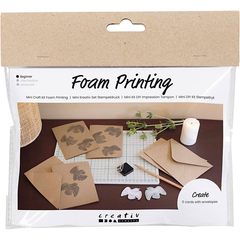 Mini set hobby Creativ Company con stampa in schiuma, cartoncino con piccioni, beige, 1 scatola