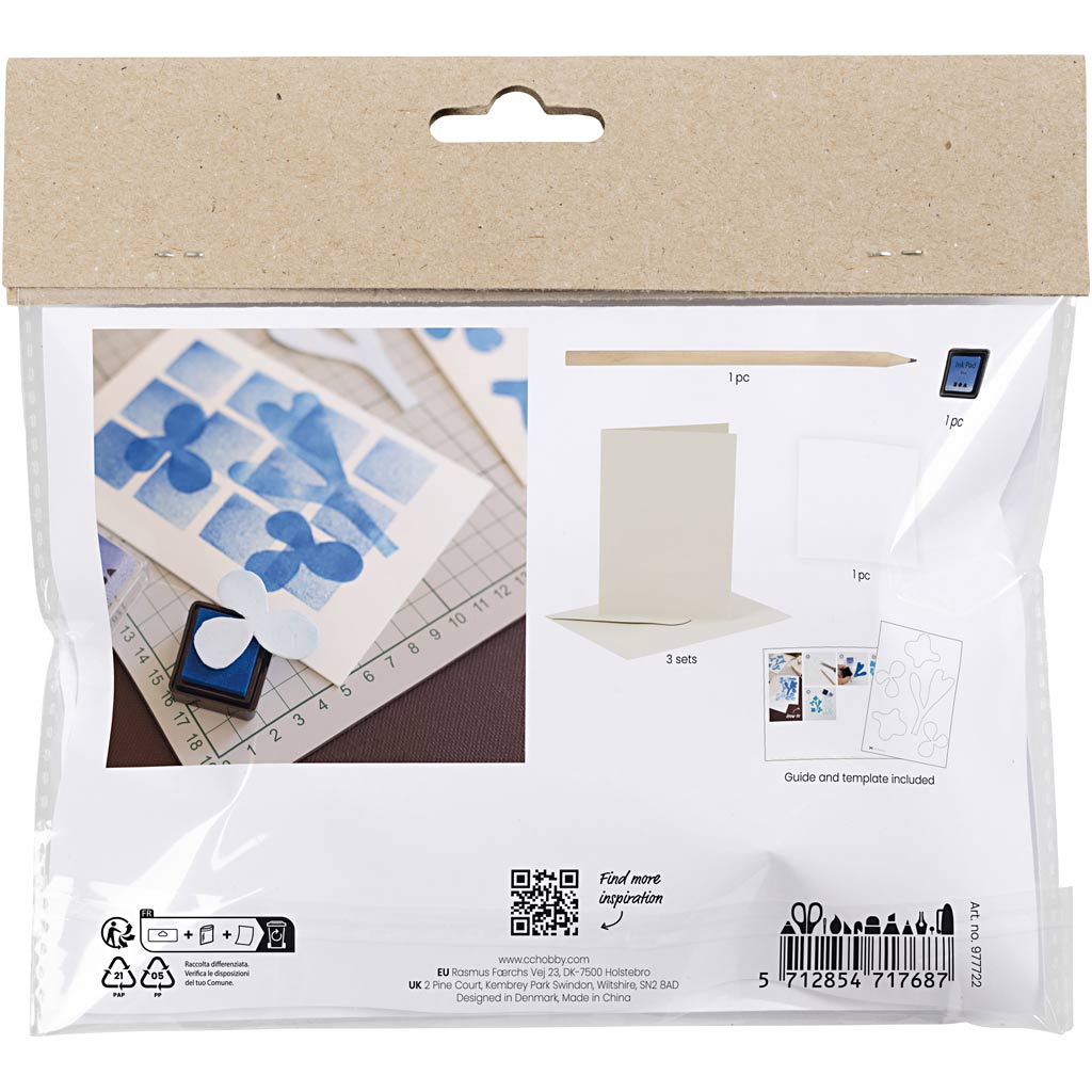 Mini set hobby Creative Company, stampa in schiuma, biglietto con design, bianco, bianco sporco, 1 scatola