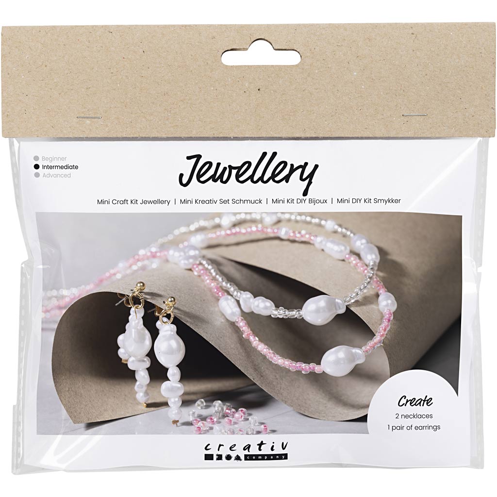 Creativ company mini set de joyería, collares y pendientes, brillo, 1 caja