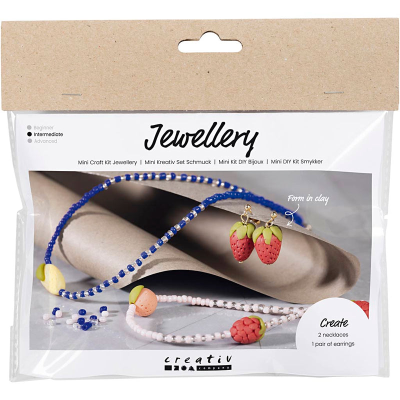 Mini set hobby di Creativ Company, gioielli, collana e orecchini, blu reale, 1 scatola