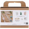 Creativ company mini hobby set macramé, llaveros, transparente mate, verde polvoriento, rosa suave, natural claro, 1 caja